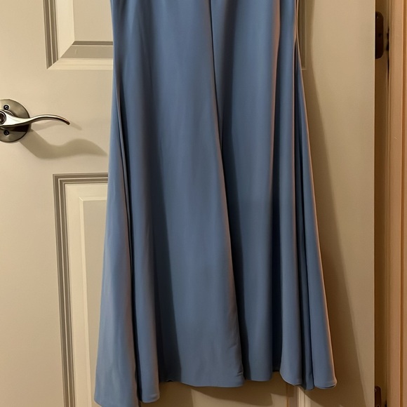 CLUB LONDON PRETTY PERFECT POWDER BLUE MATERNITY RUCHED MESH BARDOT MAXI DRESS - Picture 11 of 16